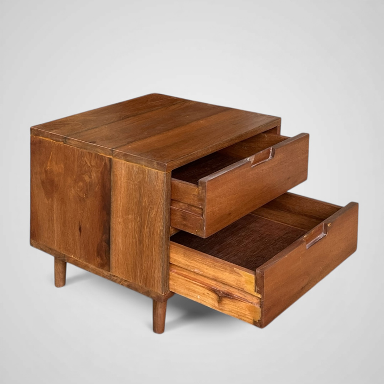 MID CENTURY 2 DRAWER SIDE TABLE